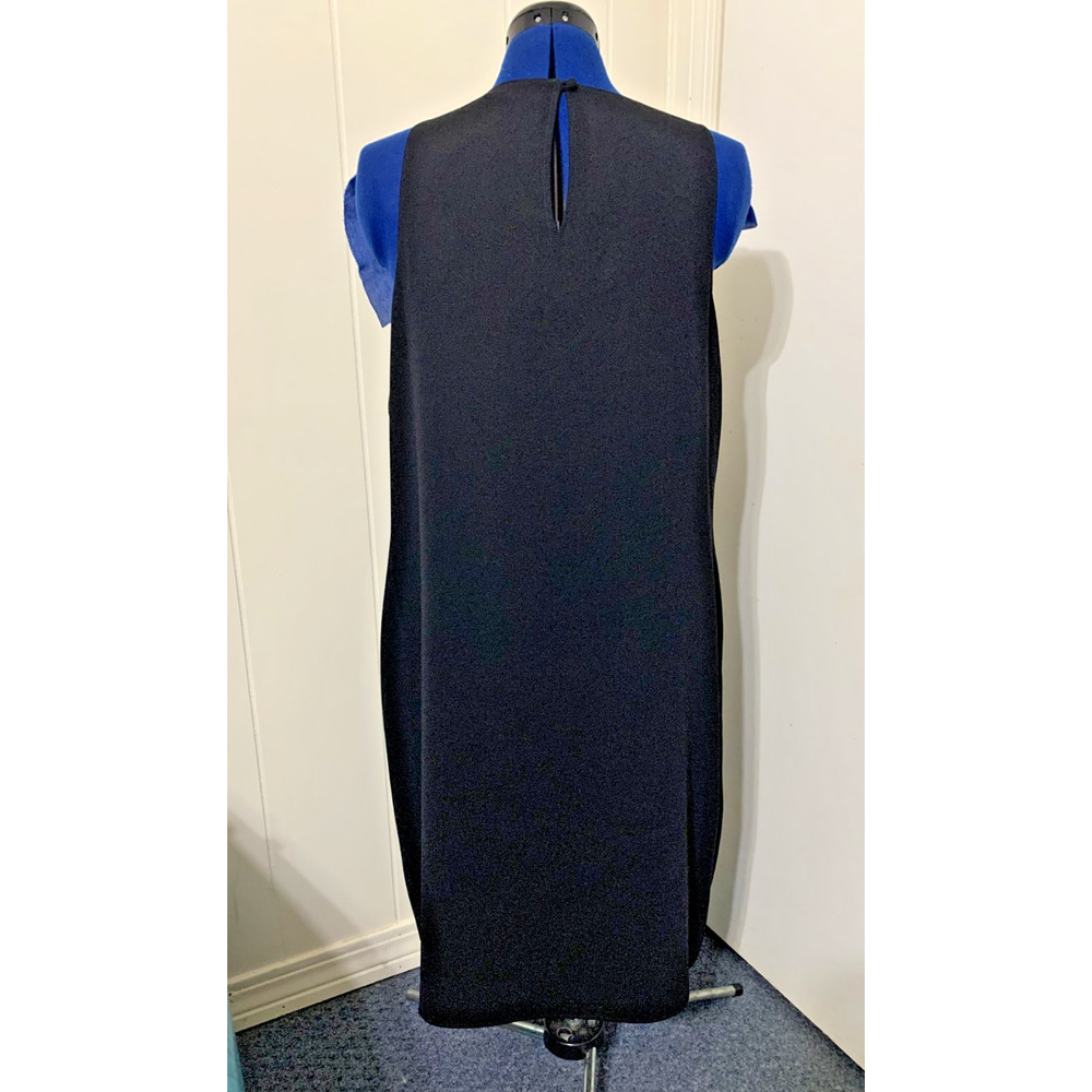 Lauren Ralph Lauren Sleeveless Midi Black Ruffle Dress Size 16 LBD Church - Picture 3 of 7